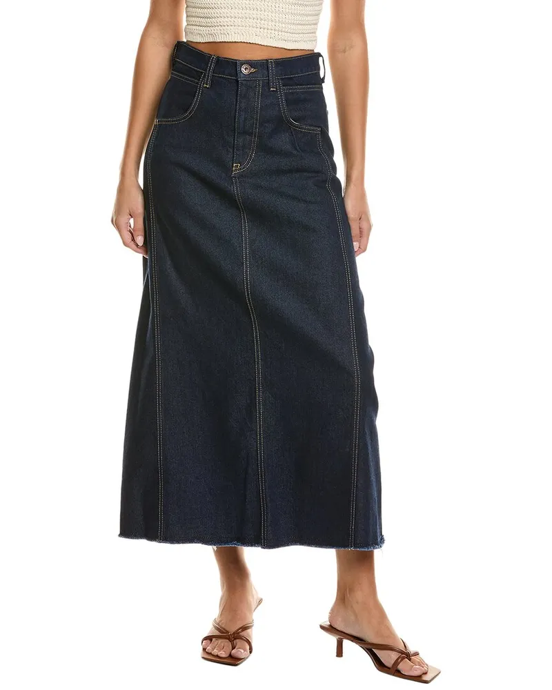 Johnny Was La Siene Denim Maxi Skirt Blue