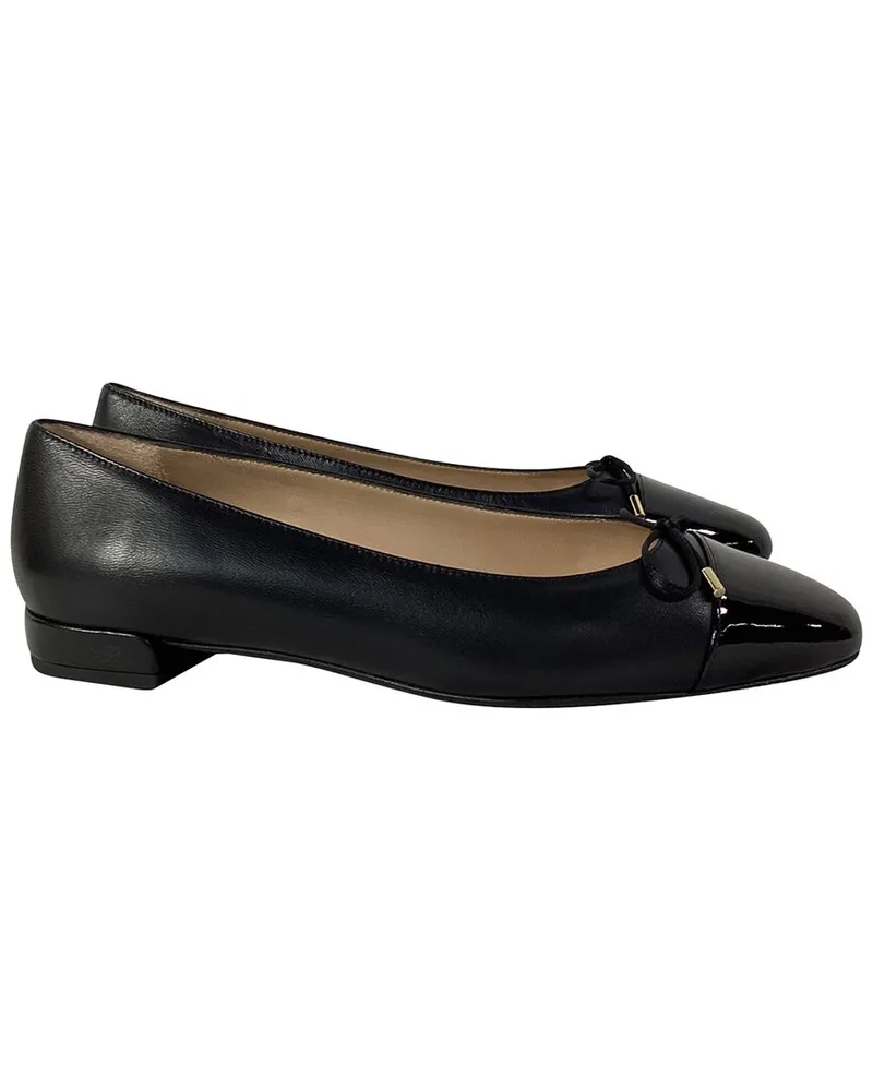 Stuart Weitzman Women's Leather Sleek Cap Toe Bow Flat, Size US Authentic Pre-Loved Nocolor