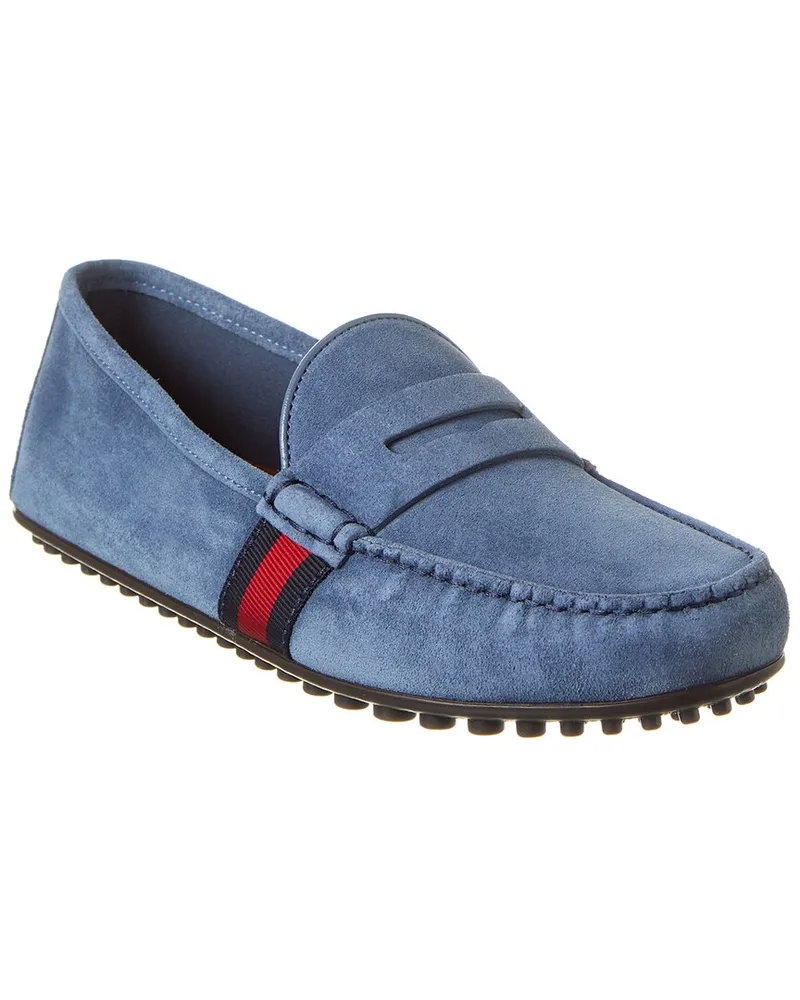 Gucci Web Suede Driver Blue