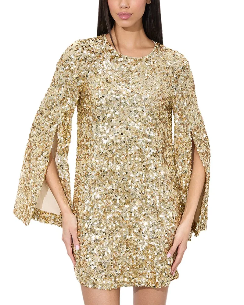 Alice + Olivia Eleonora Embellished Slit Sleeve Mini Dress Nocolor