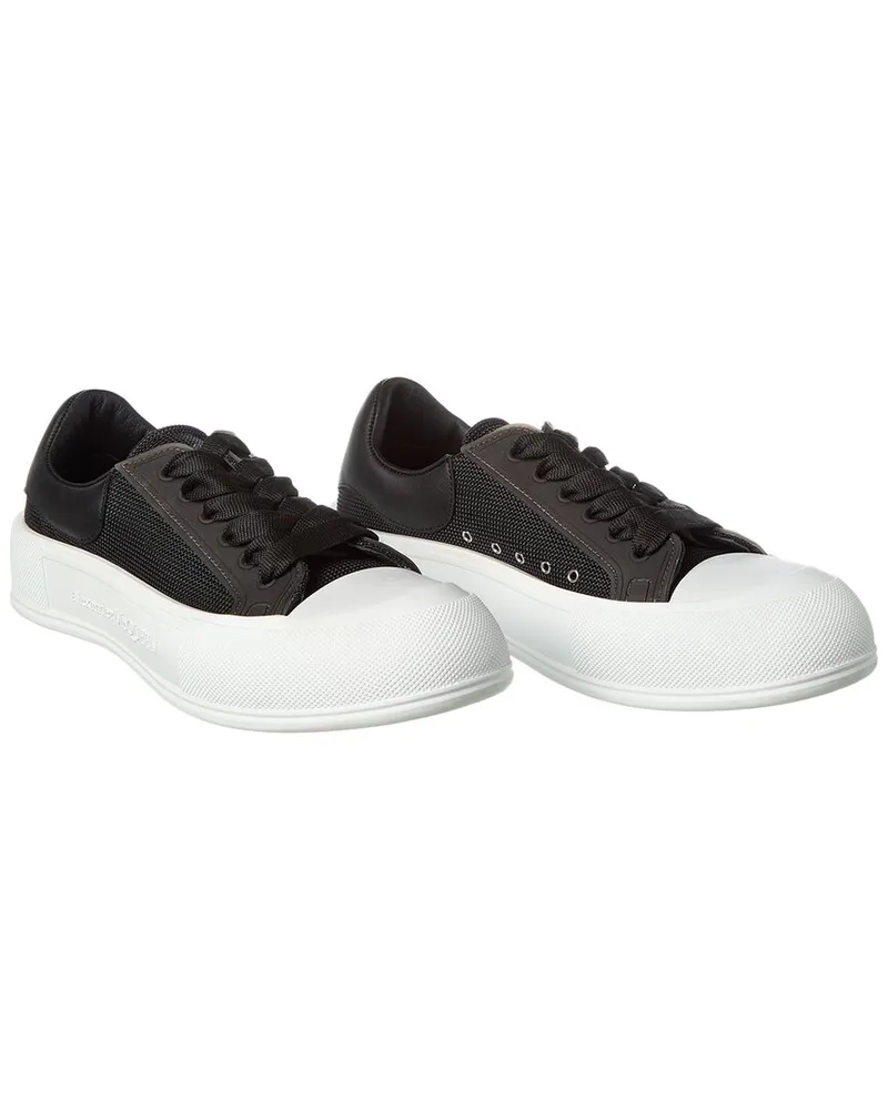 Alexander McQueen Leather-Trim Sneaker (Authentic Pre-Loved Nocolor
