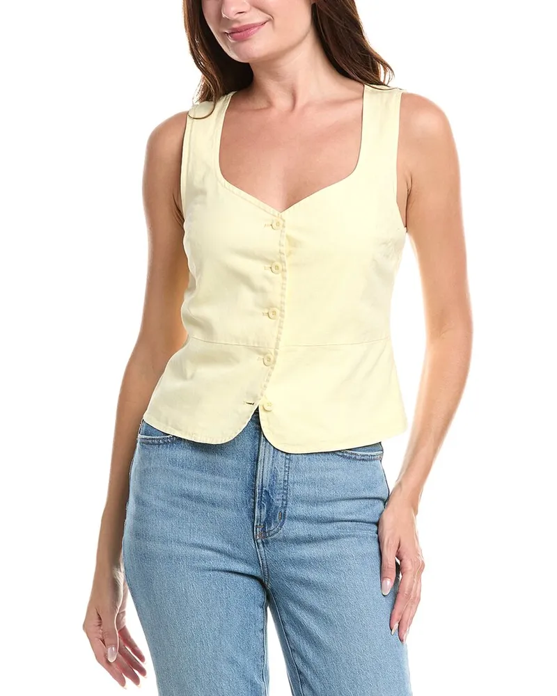 Michael Stars Honey Linen-Blend Button Vest Yellow