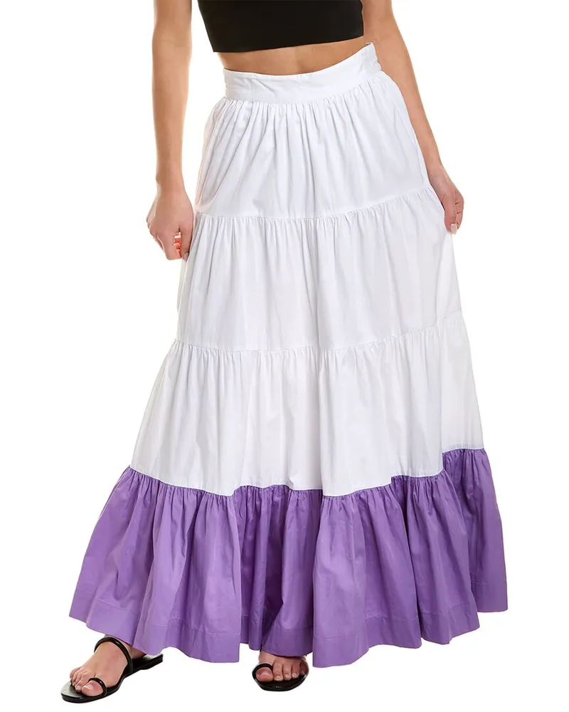 AMUR Koral Tiered Maxi Skirt White