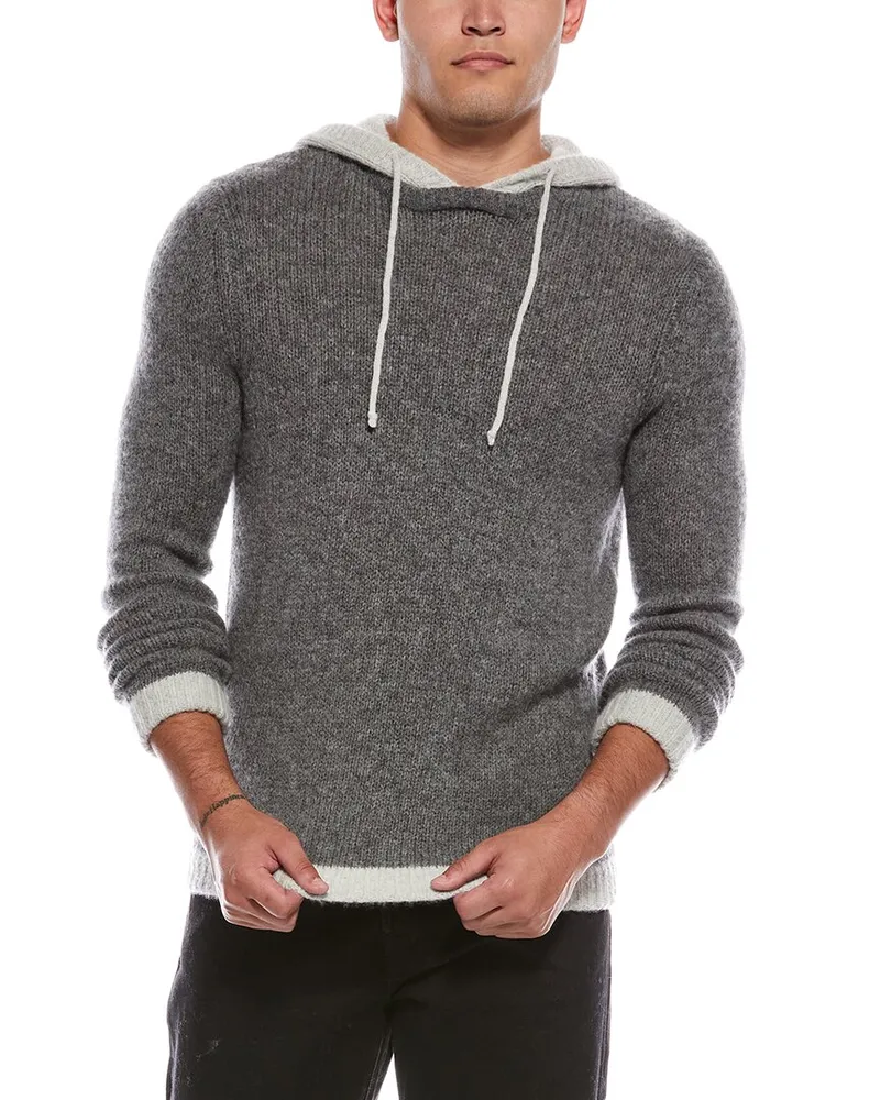 Autumn Cashmere Wool & Cashmere-Blend Lofty Colorblock Hoodie Gray