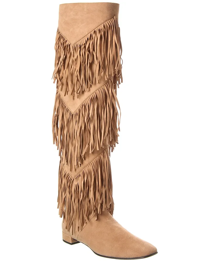 Roger Vivier Suede Over-The-Knee Boot Brown