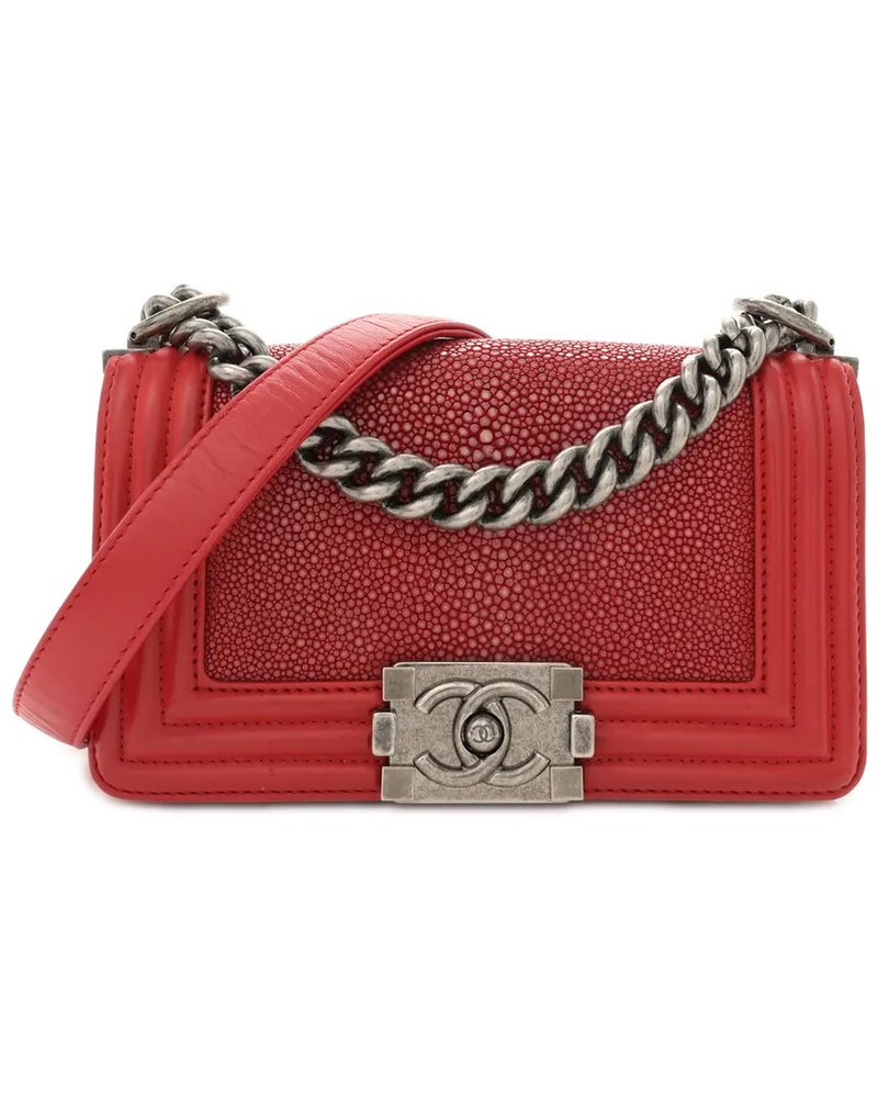Chanel Red Galuchat Stingray Leather Boy Flap SHW (Authentic Pre-Loved Nocolor