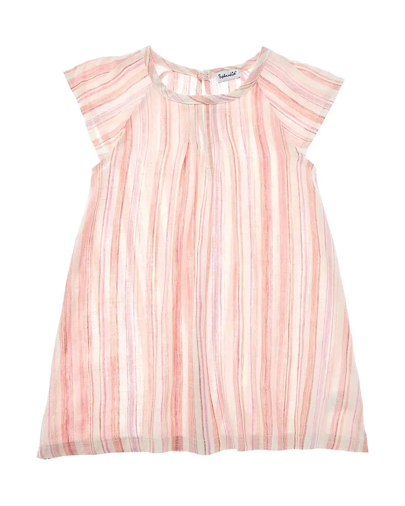 Splendid Multi Stripe Linen-Blend Dress Pink