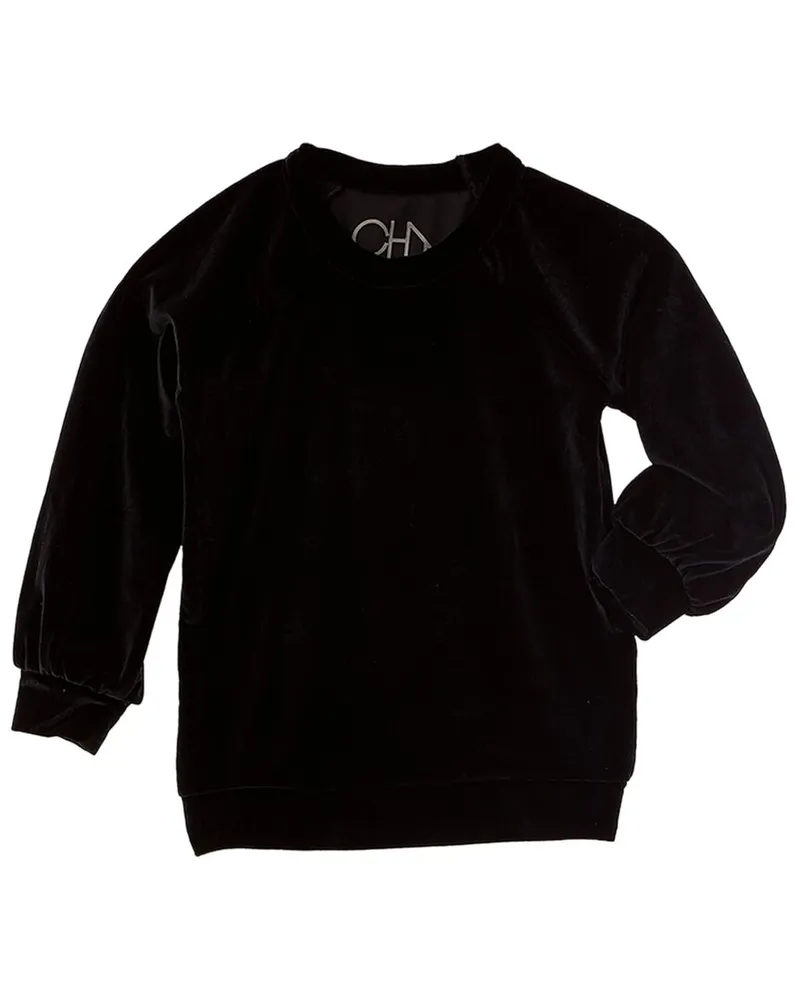 Chaser Stretch Velvet Blouson Sleeve Raglan Pullover Nocolor