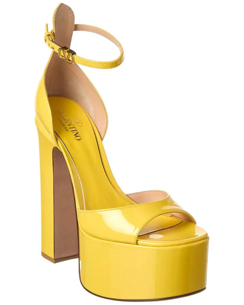 Valentino Garavani Tan-Go 155 Patent Platform Sandal Yellow