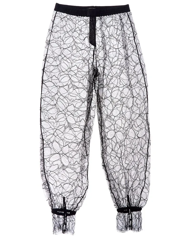 Kiki De Montparnasse Lace Silk-Trim Track Pant Black