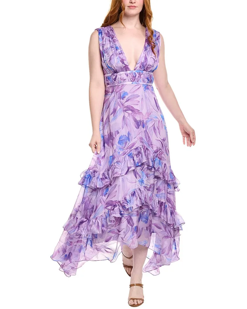 AMUR Senora Silk-Blend Gown Purple