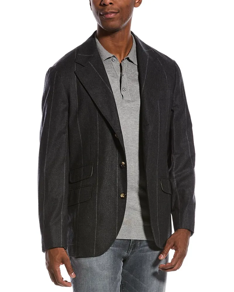 Brunello Cucinelli Wool & Silk-Blend Blazer Nocolor