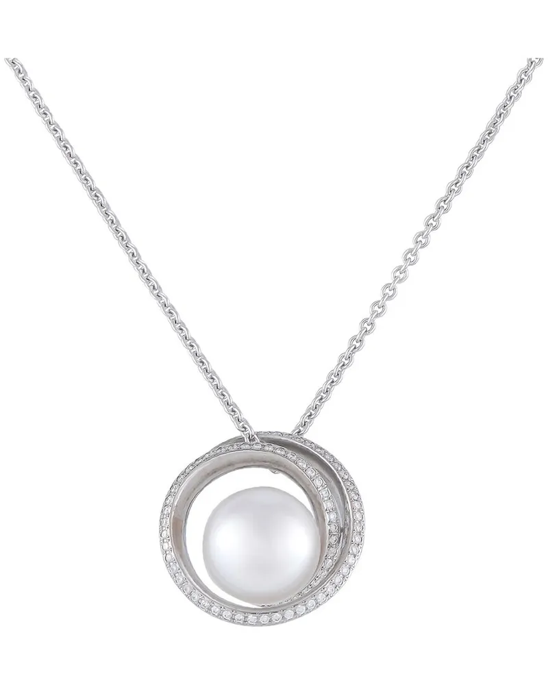 Mikimoto 18K 0.57 ct. tw. Diamond & Pearl Necklace Nocolor