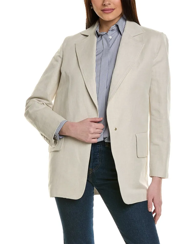 Max Mara Mosa Linen-Blend Jacket White