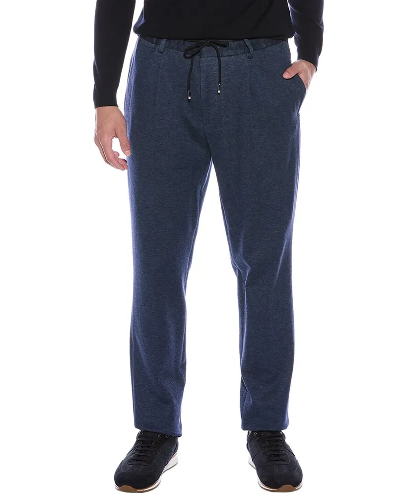 HUGO BOSS Drawstring Cashmere-Blend Trouser Blue