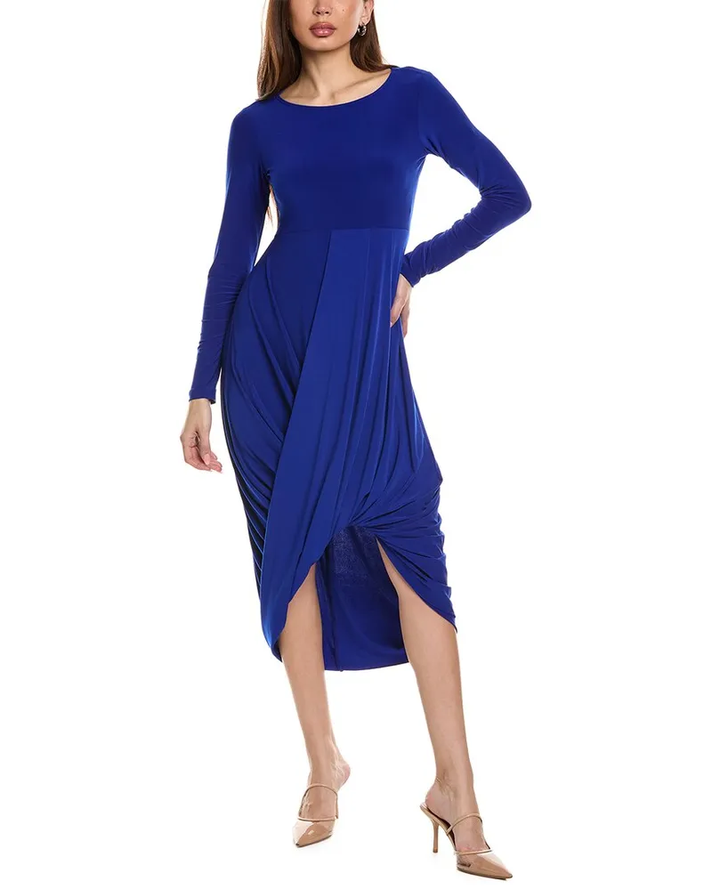 Joseph Ribkoff Draped Cocoon Skirt Midi Dress Blue