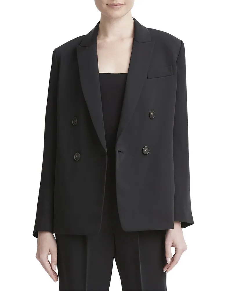 Vince Soft Suiting Double-Breasted Blazer Black