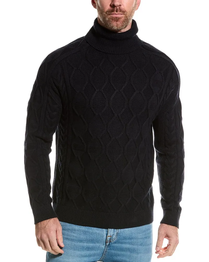 Reiss Alston Roll Neck Cable Sweater Blue
