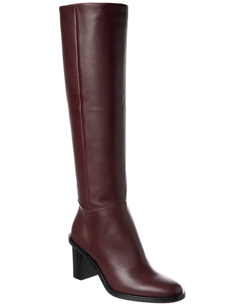 Max Mara Leather Knee-High Boot Red