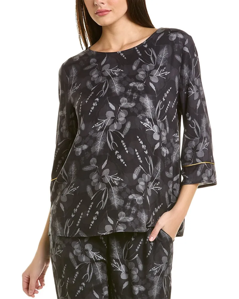 Hanro Lilova Woven 3/4-Sleeve Shirt Blue