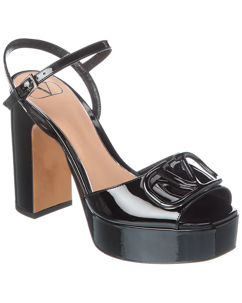 Valentino Garavani VLogo 115 Patent Platform Sandal Black