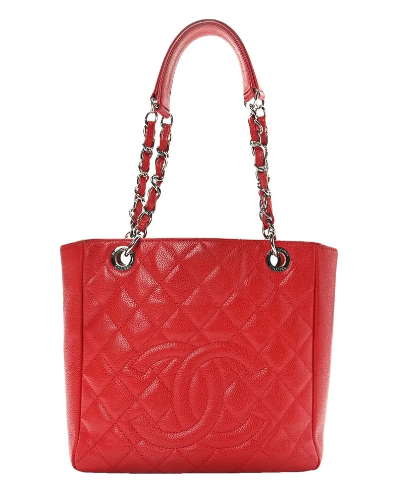 Chanel Red Caviar Leather Quilted Petit Shopping Tote PST (Authentic Pre-  Loved Nocolor