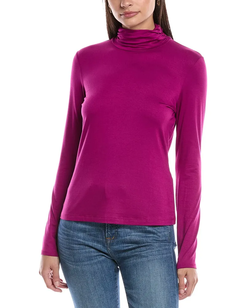 Michael Stars Clara Ruched Turtleneck Top Purple