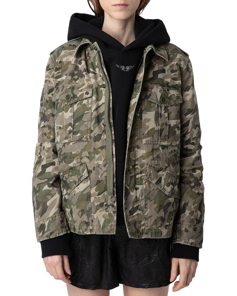 Zadig & Voltaire Krisa Canvas Camo Jacket Green