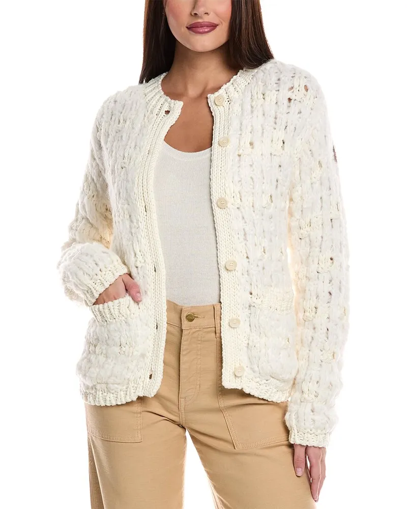 Moncler Wool & Alpaca-Blend Cardigan White