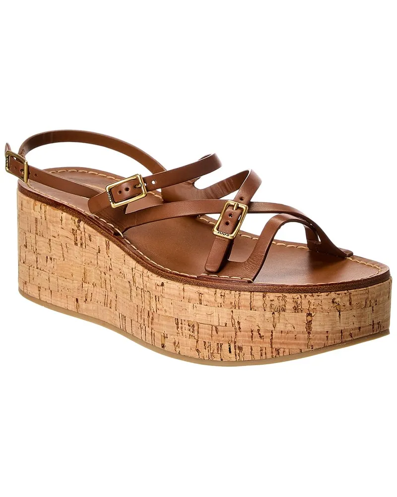 TOD'S TOD’s Leather Wedge Sandal Brown