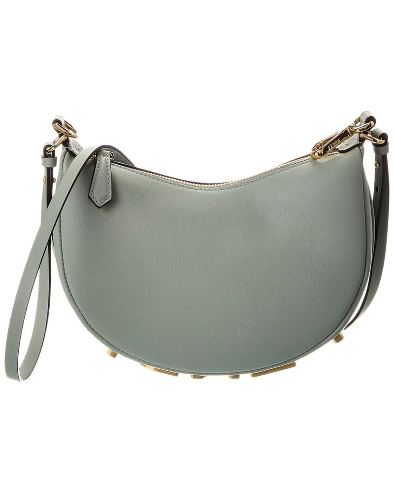 Fendi Fendigraphy Mini Leather Hobo Bag Green