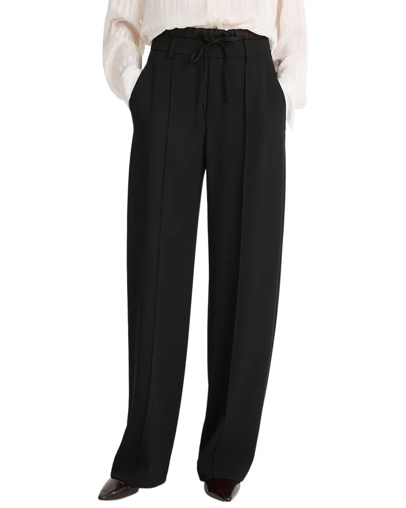 Vince Mid Rise Double Waistband Drawstring Pant Black