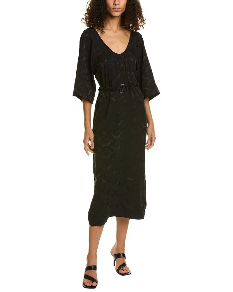 Ganni Jacquard Midi Dress Black