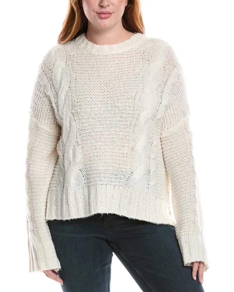 Splendid x @Cellajaneblog Cable Knit Wool-Blend Sweater White