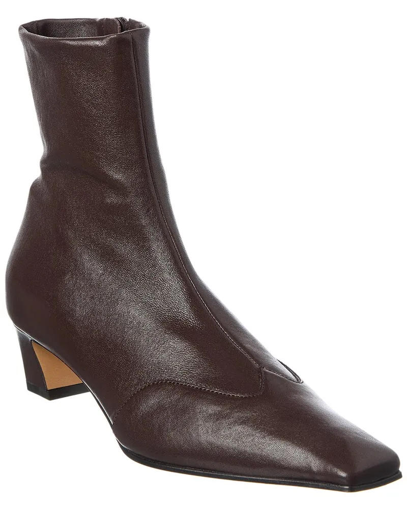 KHAITE Nevada Leather Bootie Brown