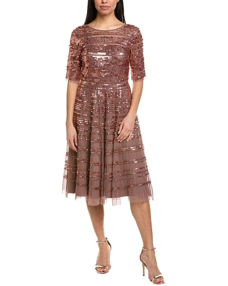 Johnny Was Sequin Mesh Midi Dress Brown