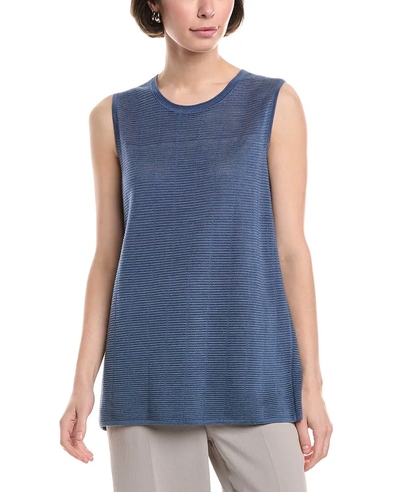 Akris Wool & Silk-Blend Top Blue