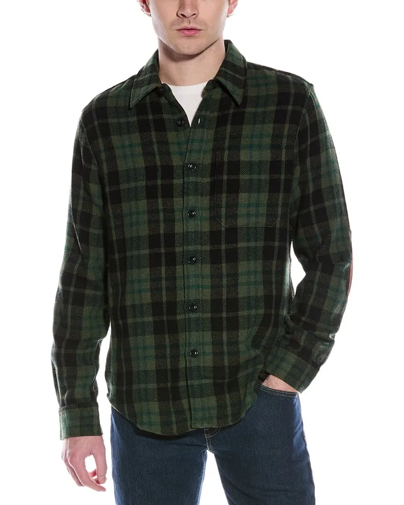 Todd Snyder + Champion Guide Suede-Trim Wool-Blend Shirt Green