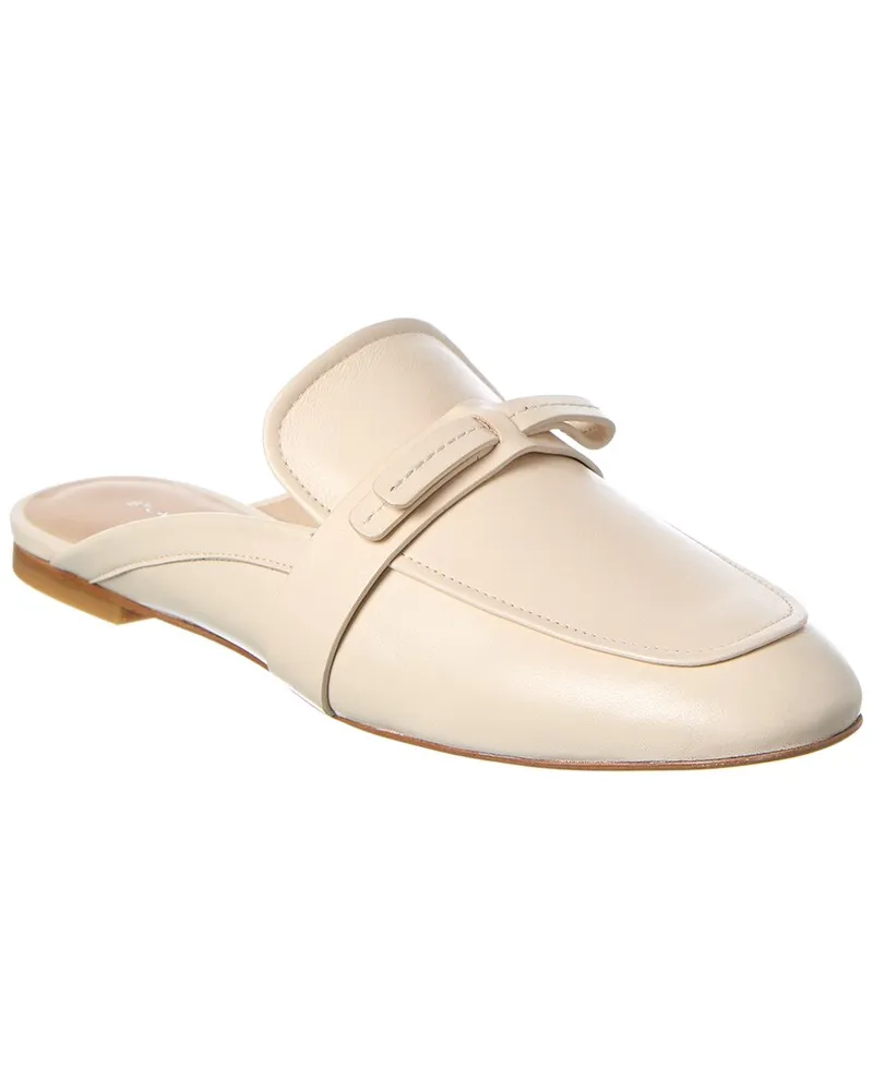 Stuart Weitzman Emma Bow Leather Mule White
