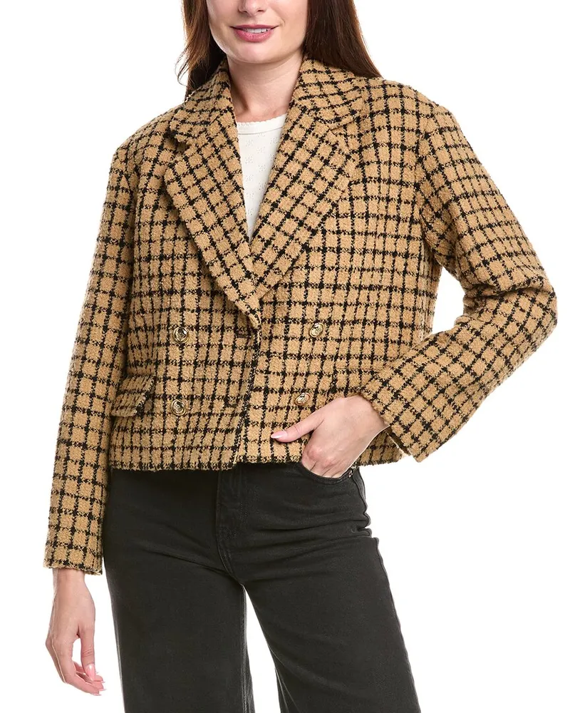 Sandro Tweed Wool-Blend Jacket Beige