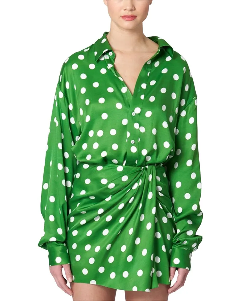 Carolina Herrera New York Sarong Mini Silk-Blend Wrap Skirt Green