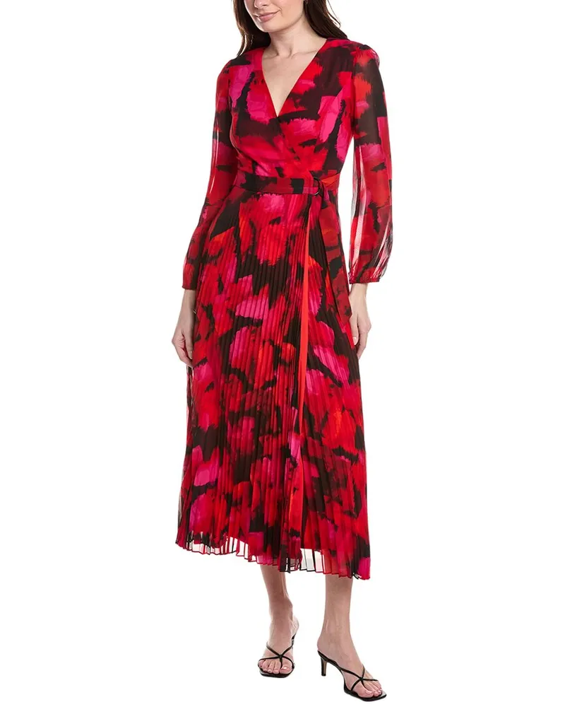taylor Chiffon Wrap Dress Red