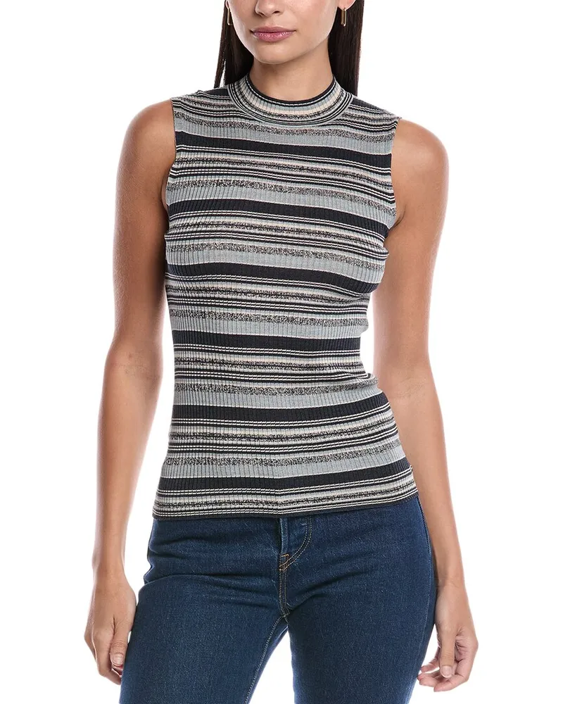 Theory Stripe Silk Sweater Blue