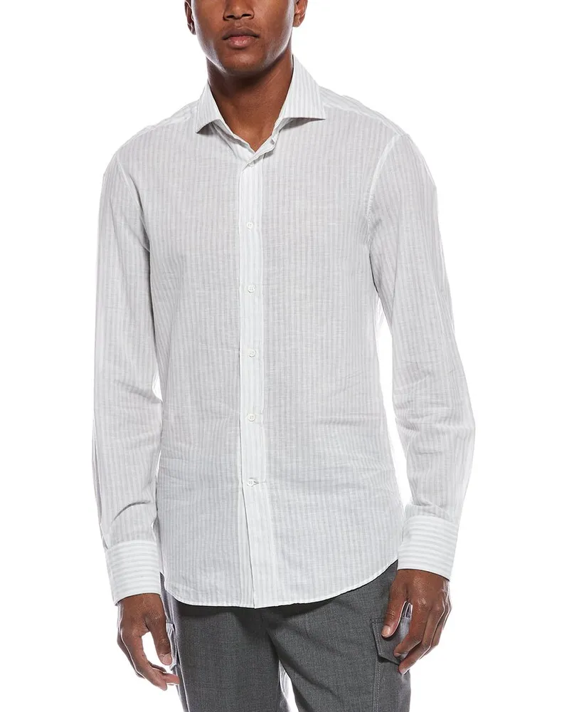 Brunello Cucinelli Slim Fit Linen-Blend Shirt Nocolor
