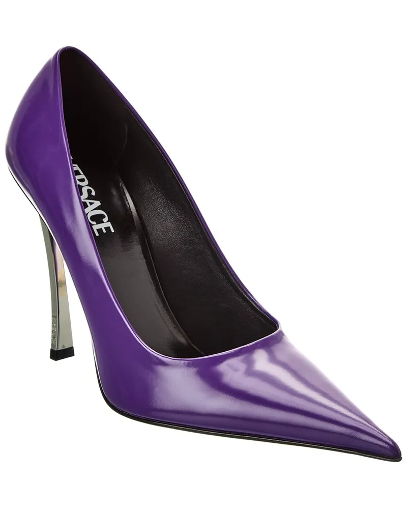 Versace Pin Point Leather Pump Purple