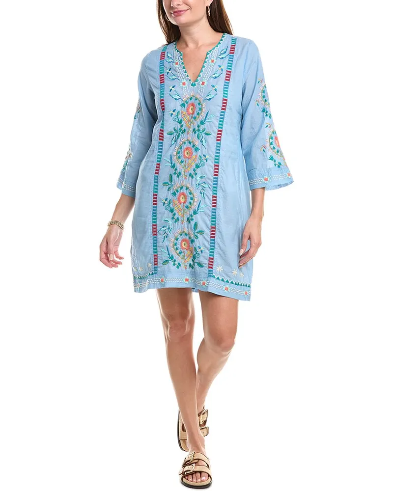 Johnny Was Seamed Swing Dress Blue