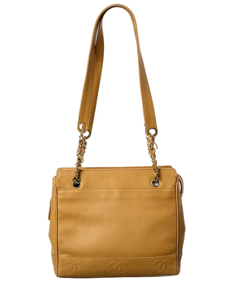 Chanel Beige Calfskin Leather Triple Coco Chain Tote (Authentic Pre-Loved Nocolor