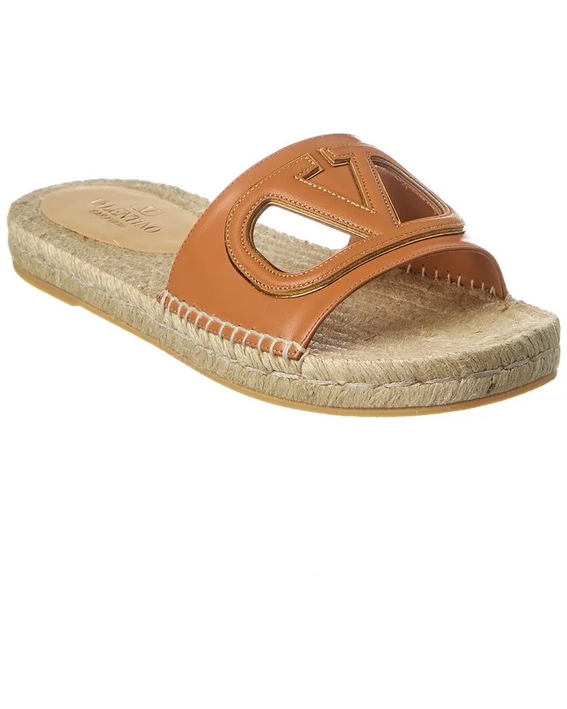 Valentino Garavani VLogo Leather Sandal Brown