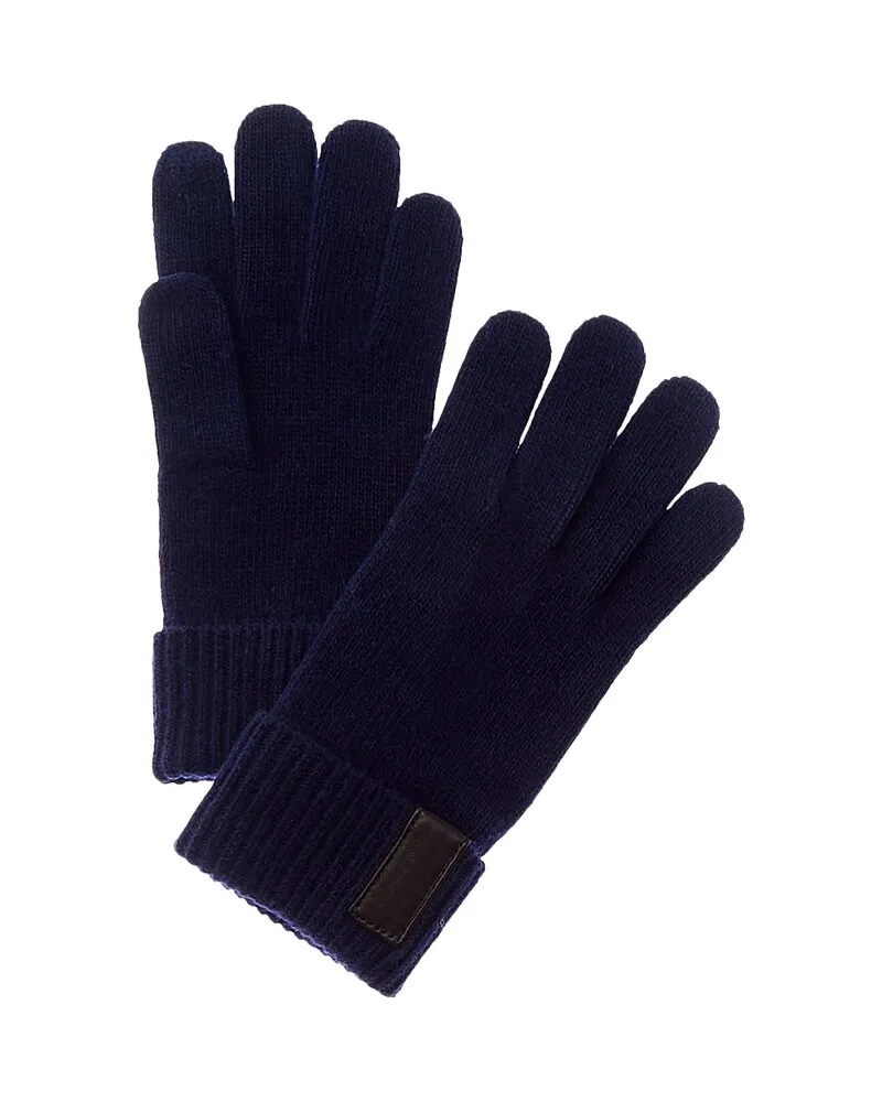 portolano  Leather-Trim Cashmere Gloves Blue