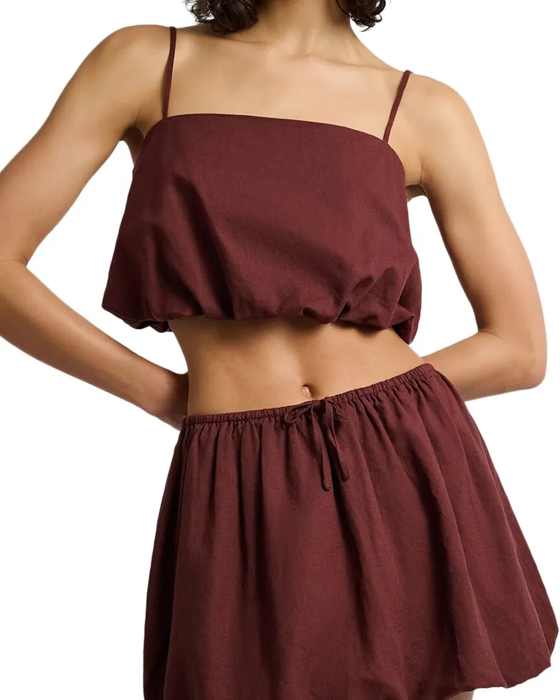 Onia Air Linen-Blend Bubble Crop Top Nocolor